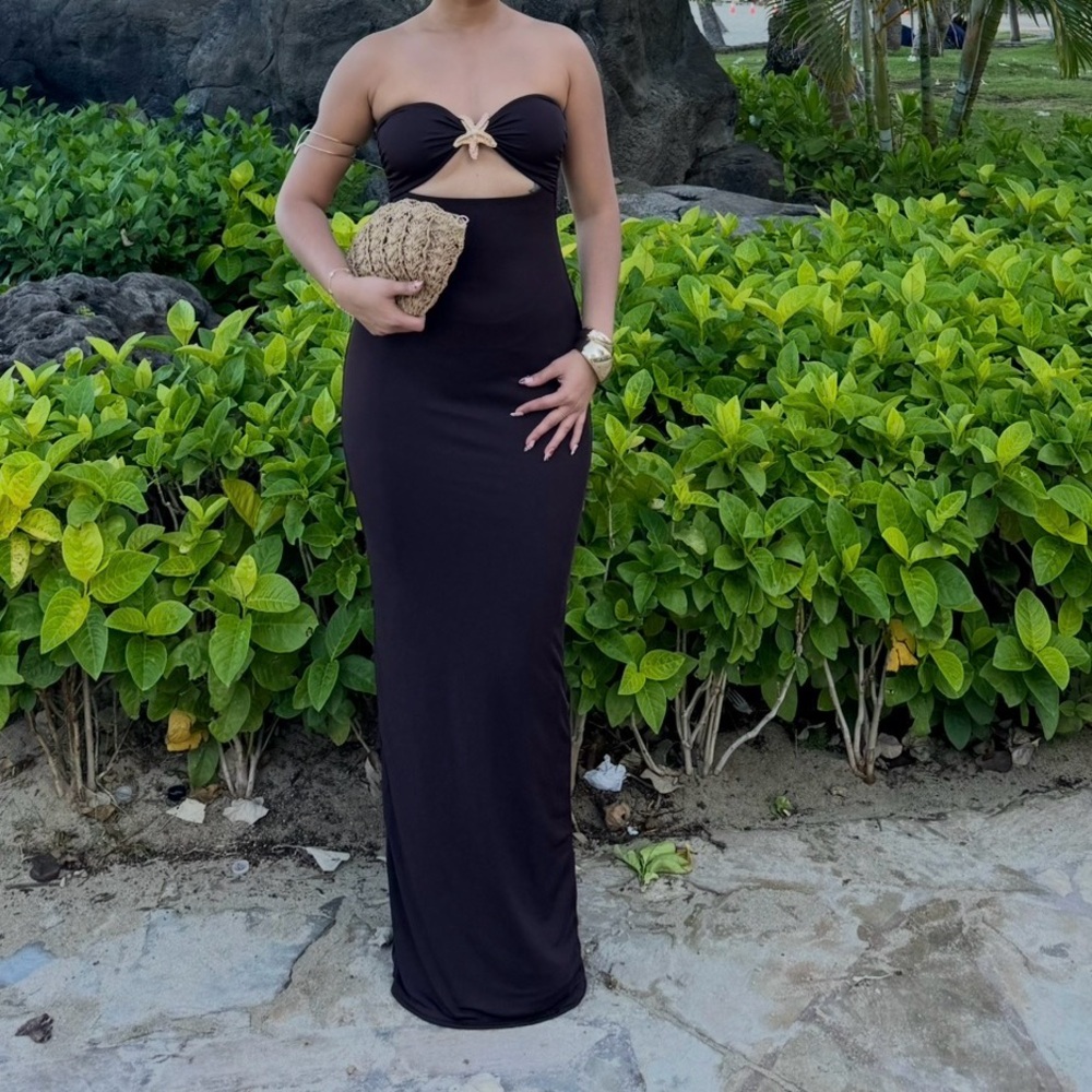 White Fox Boutique Black Strapless Maxi Dress